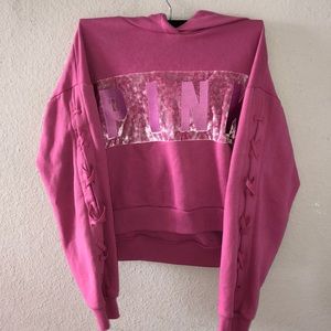 Pink Victoria’s Secret velvet lace  up crop top